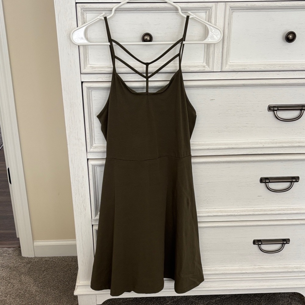 Express Olive Strappy Mini Dress